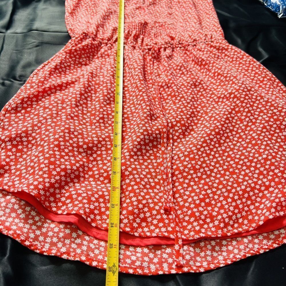 Gap Women XS Red Floral Flower Casual Dress Spring Summer Tie Waist 0672 - Picture 6 of 11